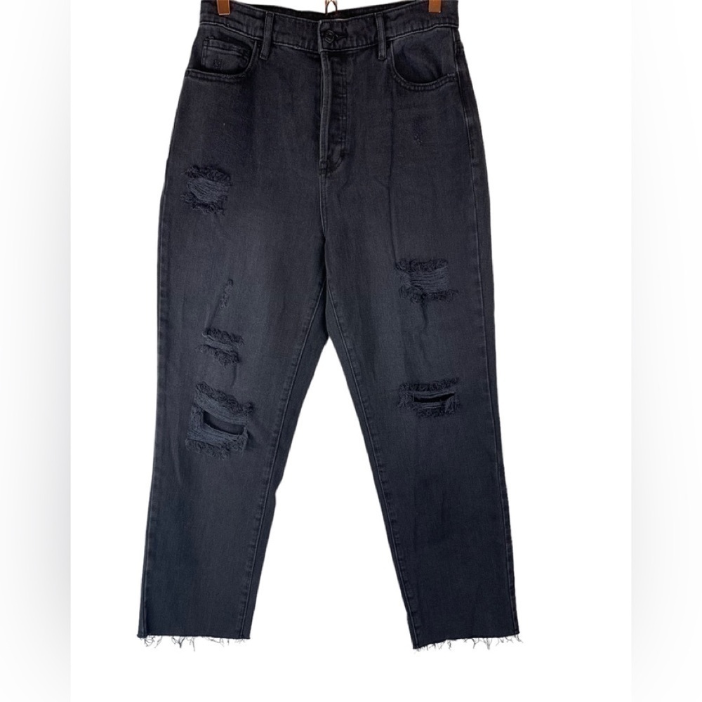 Pacsun High Rise Straight Distressed Raw Hem Jeans Black Size 28